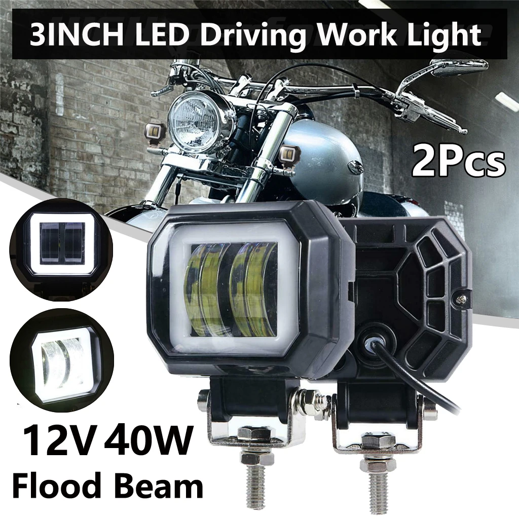 

2pcs Motorcycle 3inch LED Working Light Cube Fog Floodlight Lamp 12V Accessory