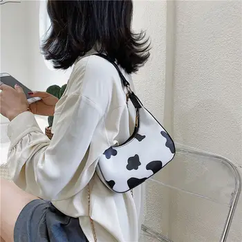 

Cute Design Mini Cows Pattern Crescent Bag 2020 Summer New Fashion One-Shoulder Underarm Portable Messenger Small Square Bag