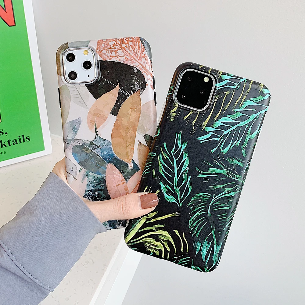 Винтажный чехол LOVECOM с перьями и листьями для iPhone 12 Mini 11 Pro XR XS Max 6 6s 7 8 Plus