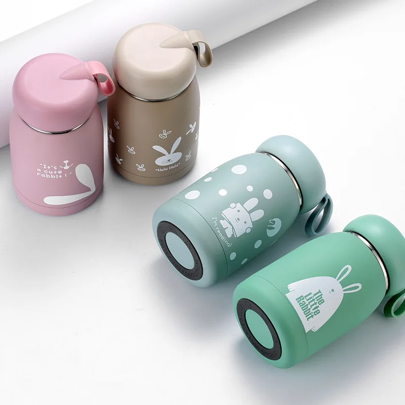 Vacuum Cup Insulated Coffee Bottle, 320ml Mini Vacuum Mug Cute Thermos,  Stainless Steel Mini Thermos Travel Mug, Magic Rabbit Tea Milk Bottle, for