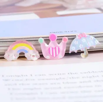 

Kawaii Crown/Rainbow/Flower/Umbrella Flatback Planar Resin Accessories DIY Craft Supplies Color Phone Shell Decor Material