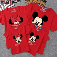 Летние одинаковые комплекты для семьи футболка для детей и сына, мама папа семейная одежда Детские топы с Микки и Минни для фотосъемки