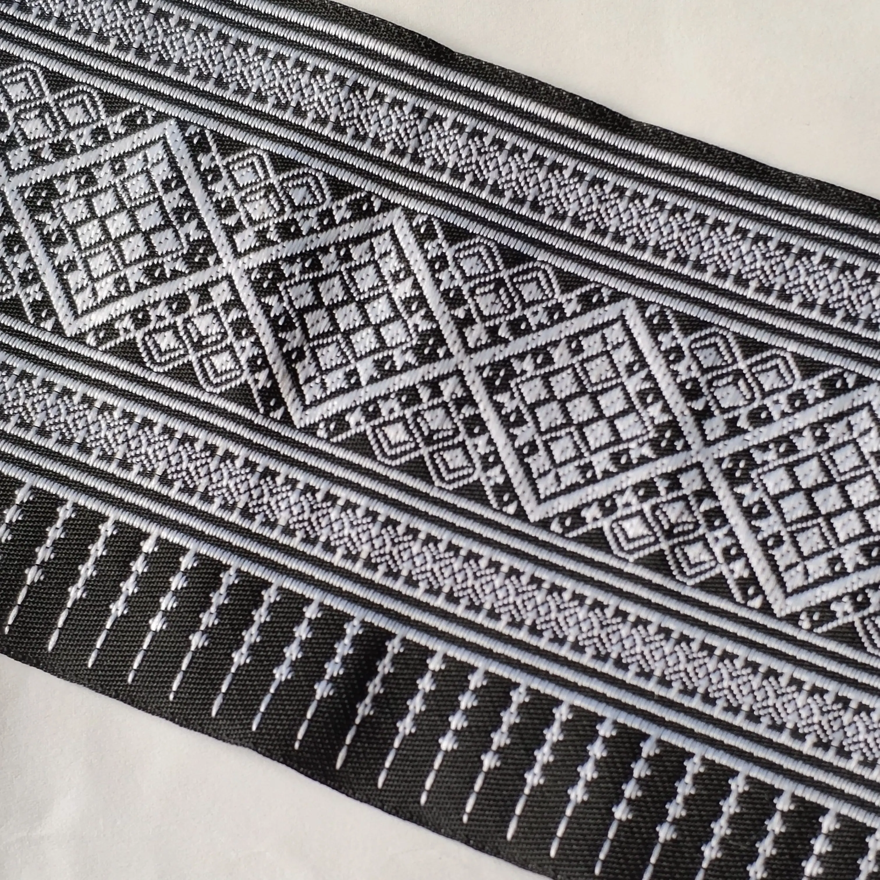 2yard Hmong Cross Stitch Ethnic Embroidery Jacquard Webbing Lace Trim 10cm East Asian Dress Collar Ribbon Tribal Boho Accessory
