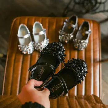 

New Spring Princess Shoes Pu Bright Hook Loop Children Girls Dancing Shoes Party Birthday Single Sandals Shoes