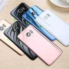 Для SAMSUNG Galaxy S7 G930F/S7 EDGE G935F Задняя стеклянная крышка батарейного отсека задняя дверь Корпус чехол Задняя стеклянная крышка с логотипом