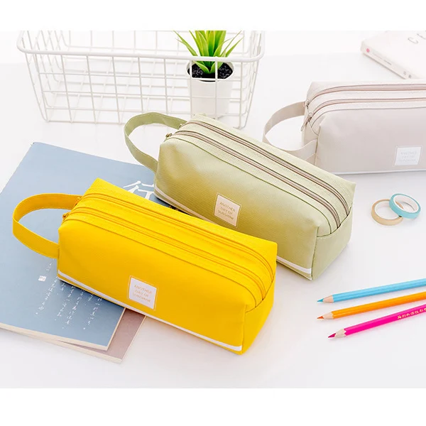 

Simple Versatile Double-layer Pencil Case Large Capacity Handle Zipper Oxford Cloth Stationery OD889