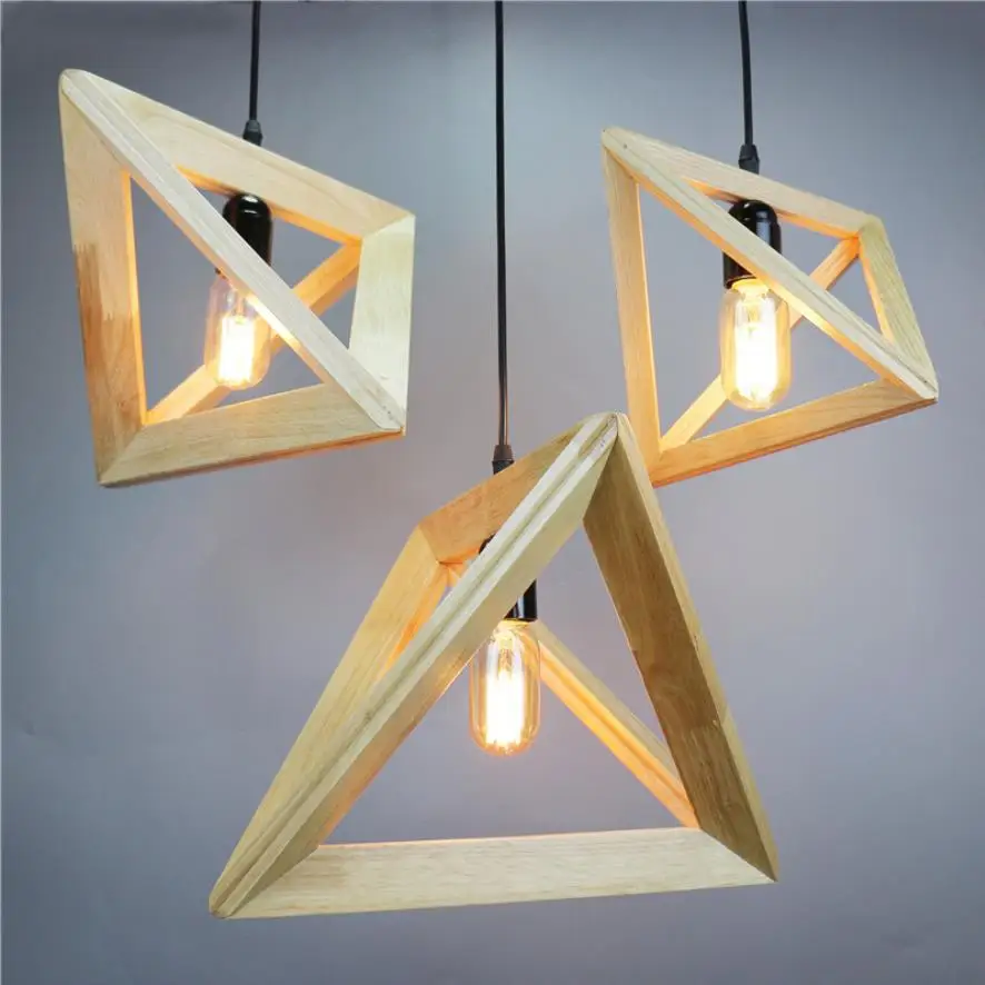 

Винтажный деревянный подвесной светильник, светодиодный Современный комнатный светильник в скандинавском стиле, освещение для ресторана, бара, кофейни, столовой