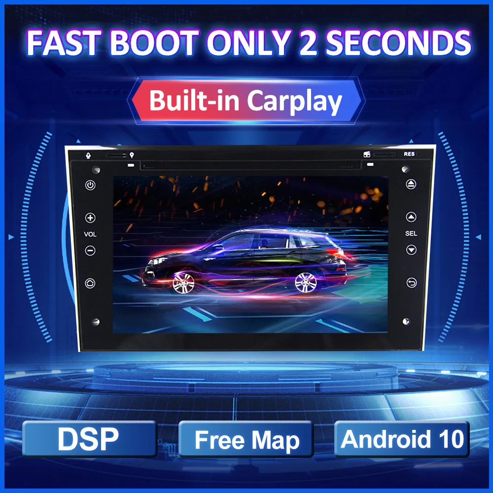 Автомагнитола Eunavi мультимедийный плеер 2 Din на Android 10 с GPS 7 дюймовым дисплеем DVD для