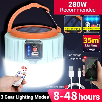 

Solar Tent Lights Super Bright LED Spotlight Portable Emergency Night Market Light Outdoor Camping Lights with remote control