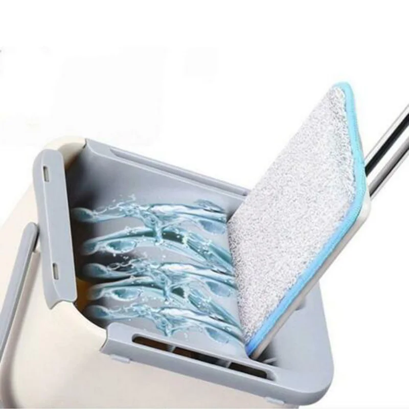 Швабра ведро система Handsfree Squeeze 2 в 1 мыть сухой с многоразовые плоские швабры колодки 66CY
