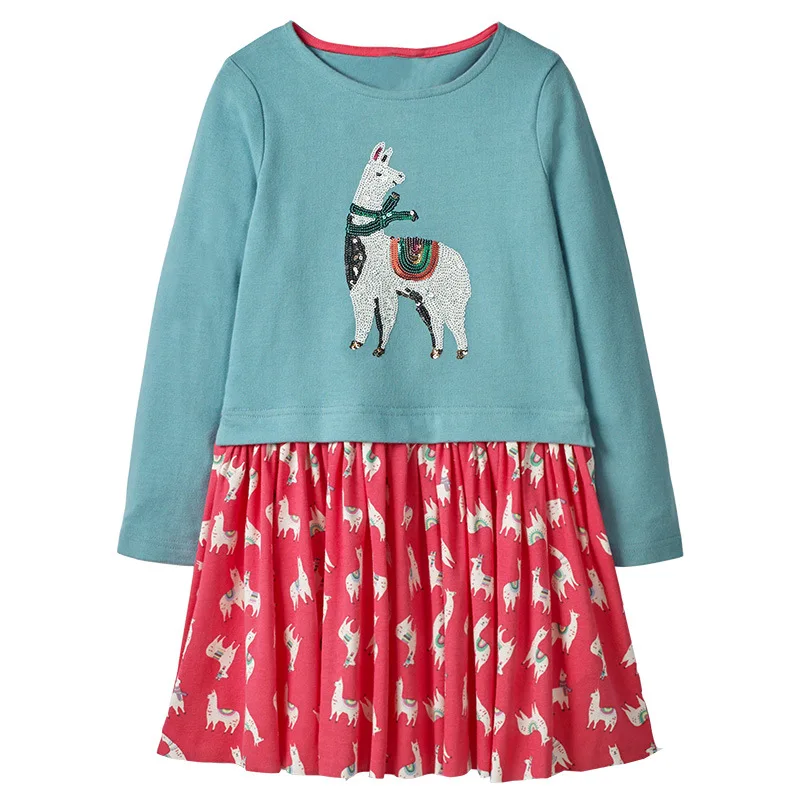 Little maven/осеннее элегантное платье с блестками и единорогом для маленьких девочек от 2 до 7 лет, нарядное платье с длинными рукавами для маленьких девочек - Цвет: 1185  same picture