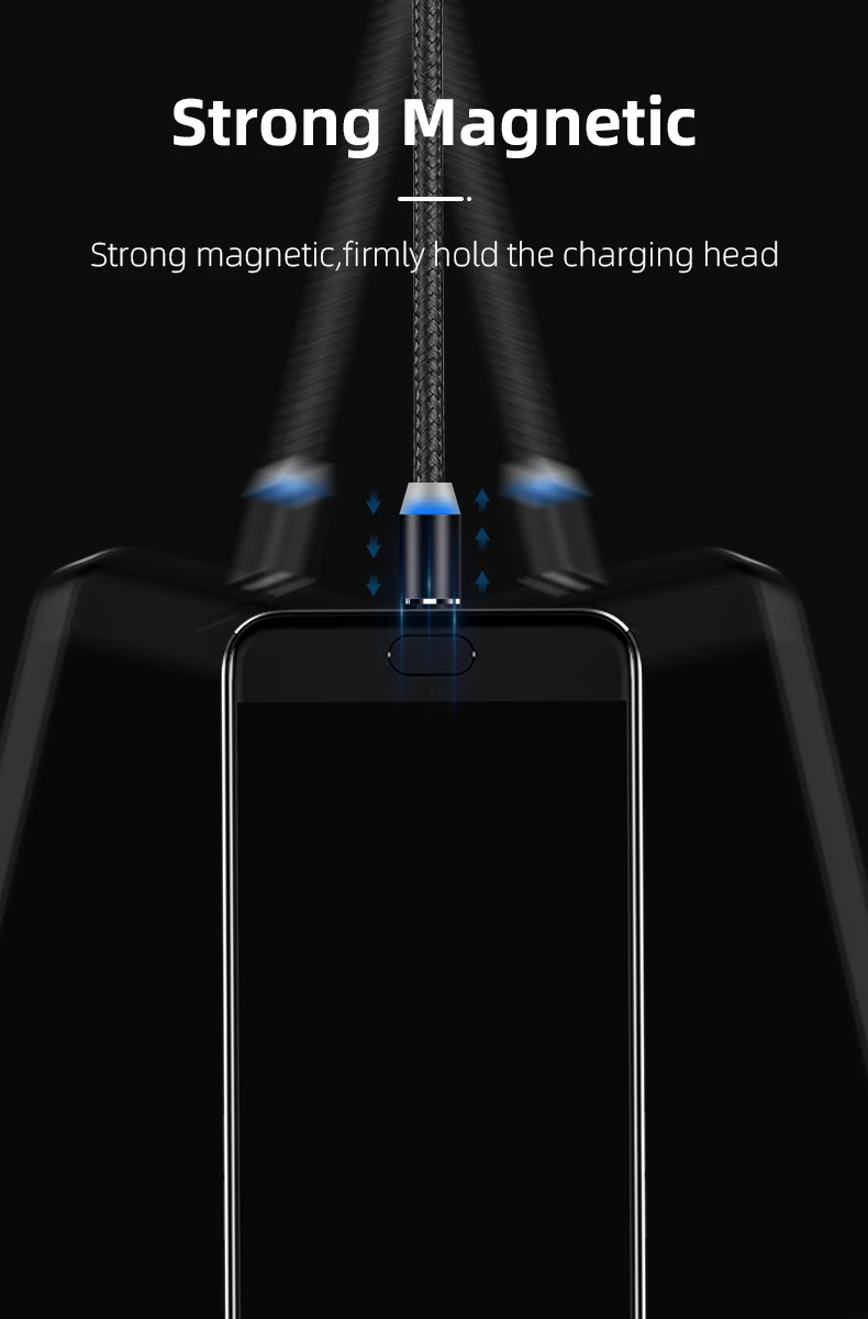 Новинка, магнитный Micro usb type-C кабель, 3 А, 1 м, быстрая зарядка, линия передачи данных, универсальный для Xiaomi Mi8 Mi9, для huawei P20 P30
