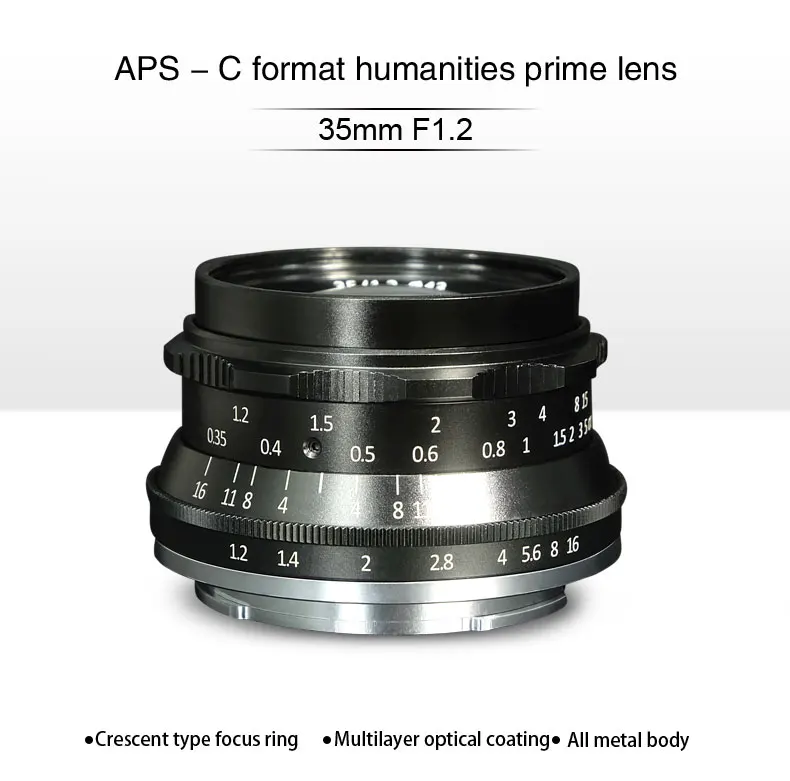 7artisans 35 мм F1.2 ручной праймер объектив для камеры Canon EOS M sony E Mount Fuji FX M4/3 Mount A6500 A6300 X-A1