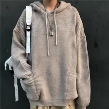 ^#Cheap Pocket Hooded Sweater Men's Fashion Solid Color Casual Knit Pullover Men Streetwear Loose Knitting Sweaters Male Sweter Clothes ^#Cheap Pocket Hooded Sweater Men's Fashion Solid Color Casual Knit Pullover Men Streetwear Loose Knitting Sweaters Male Sweter Clothes