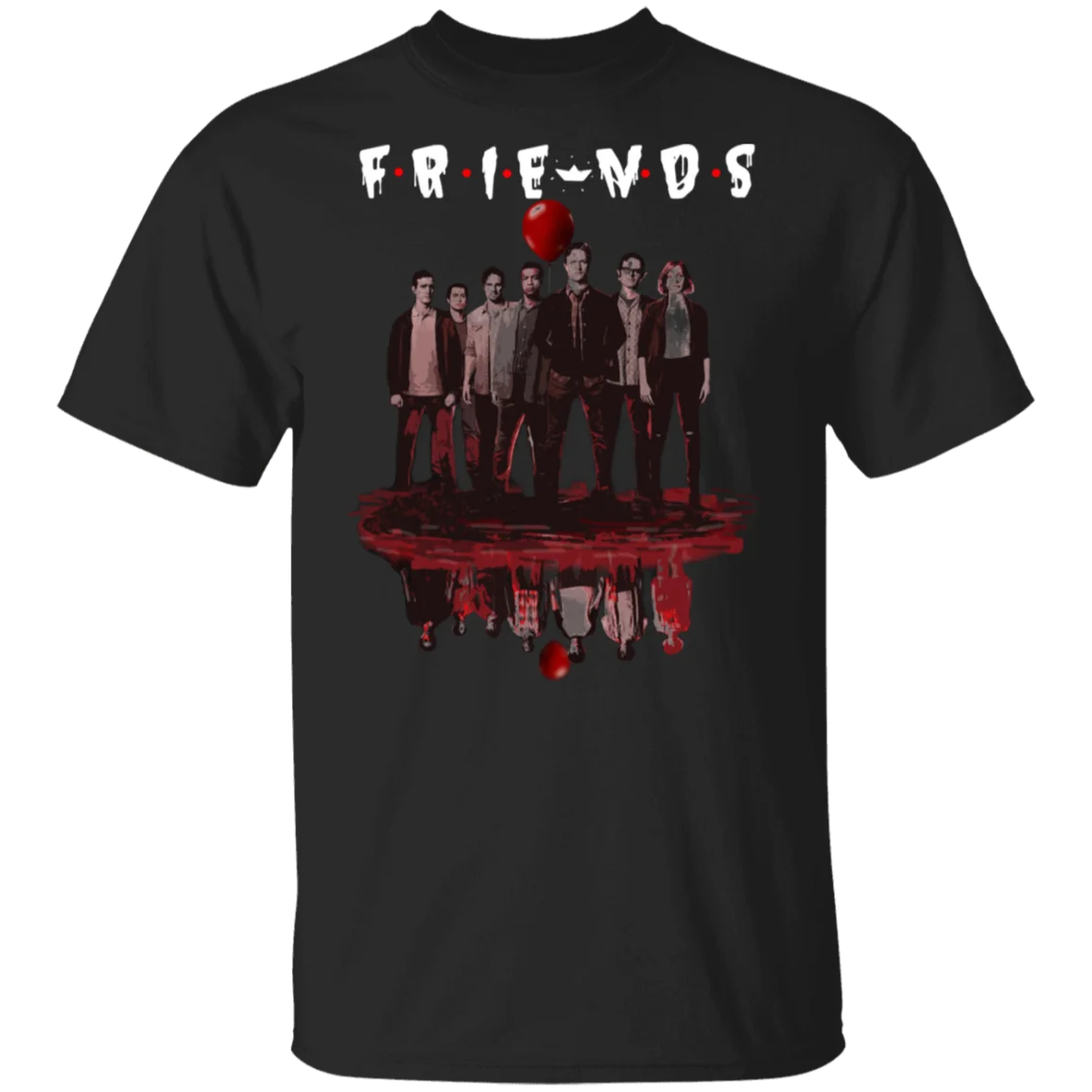 

IT Chapter Two Characters Friends Water Reflection T-Shirt Black-Navy