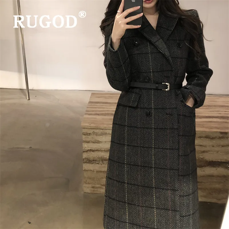 RUGOD 2019 новинка зимнее теплое шерстяное пальто для женщин винтажное отложной