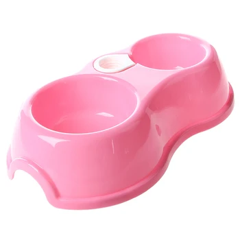 

Practical Double Bowl of Water Food pink for Dog Cat Pet