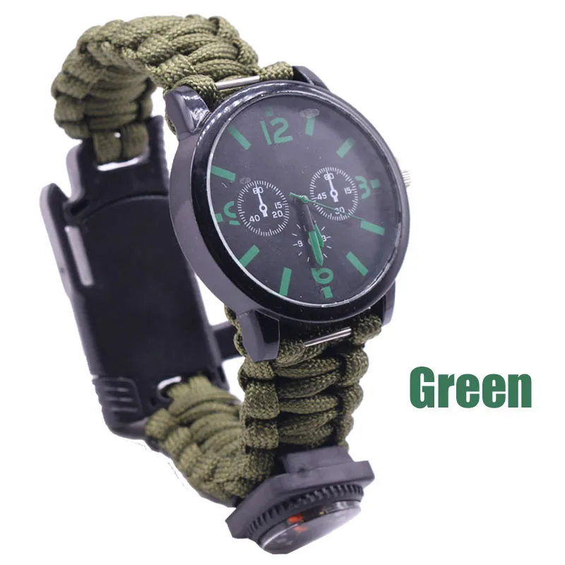 Открытый выживания часы многофункциональные часы с Паракордом с компасом свисток термометр спасательный веревка выживания браслет EDC Охота