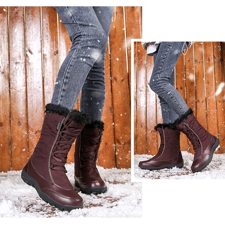 Водонепроницаемые женские зимние ботинки; зимняя теплая обувь на меху; женские ботильоны на плоской подошве; нескользящие женские кроссовки; zapatos mujer botas