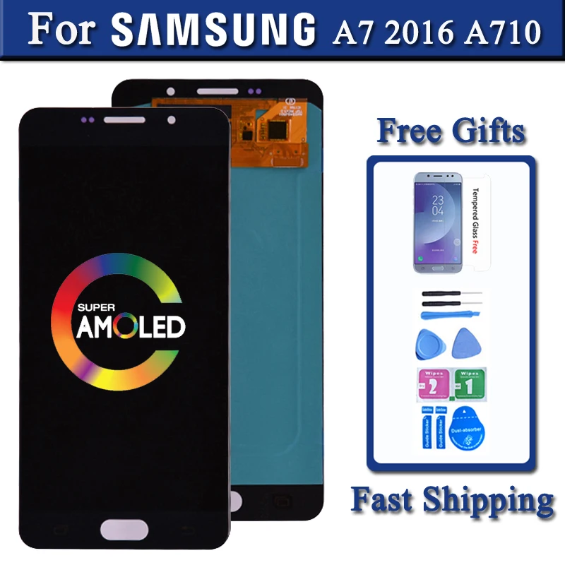 Дисплейный модуль для Samsung Galaxy A7 2016 A710 A710F A710M A710Y A7100 чёрный/белый | Мобильные