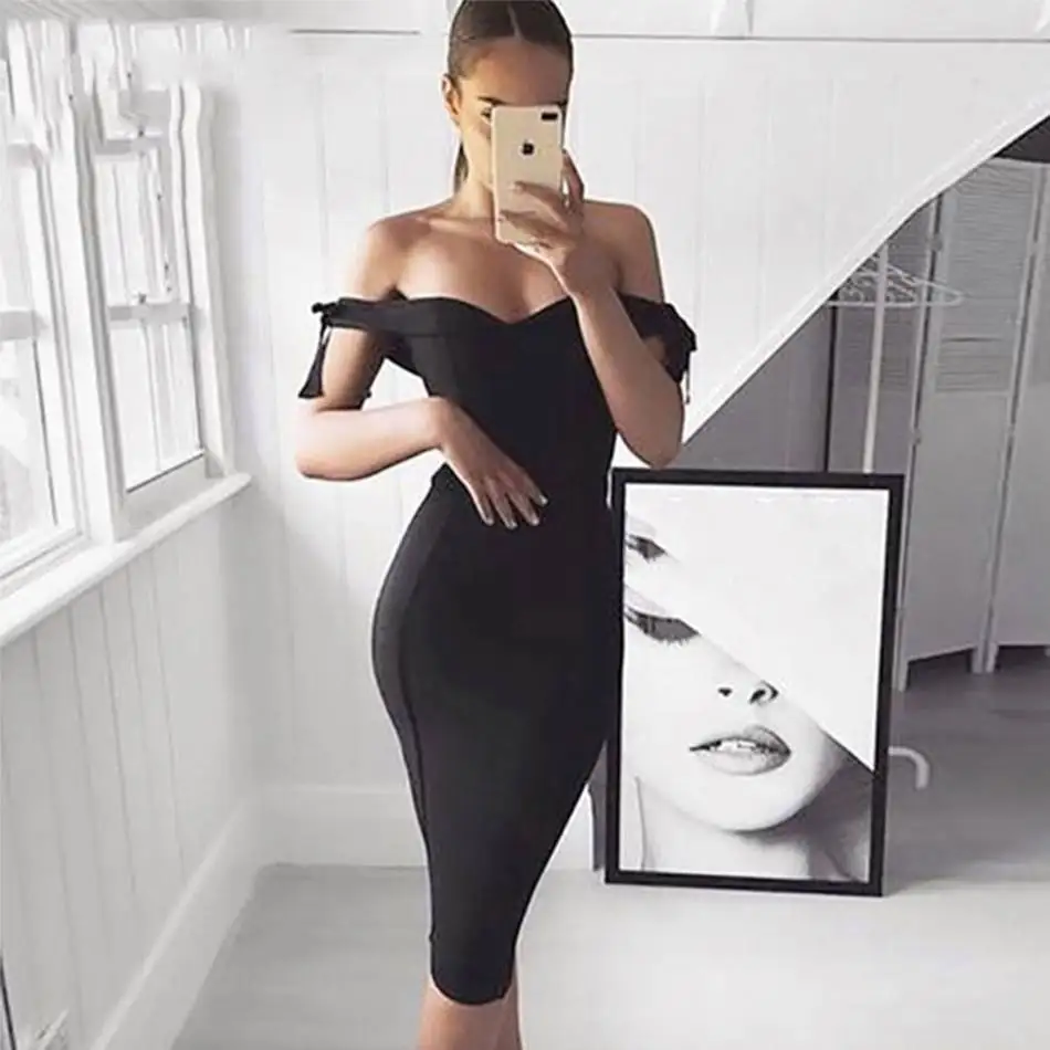 Seamyla-2019-New-Bandage-Dress-Women-Black-Vestidos-Off-The-Shoulder-Sexy-Summer-Dress-Clubwear-Bodycon (3)
