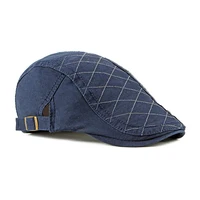 Wuaumx Casual Men's Hats Retro Berets Hat For Women Cotton Visors Embroidery Herringbone Flat Caps Artist Peaked Newsboy Cap 3