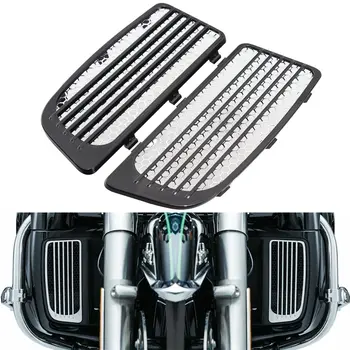 

Motorcycle Black Chrome Honeycomb Radiator Grills Lower Fairing Twin Cooled For Harley Ultra Road Street Tri Glide Limited 14-Up