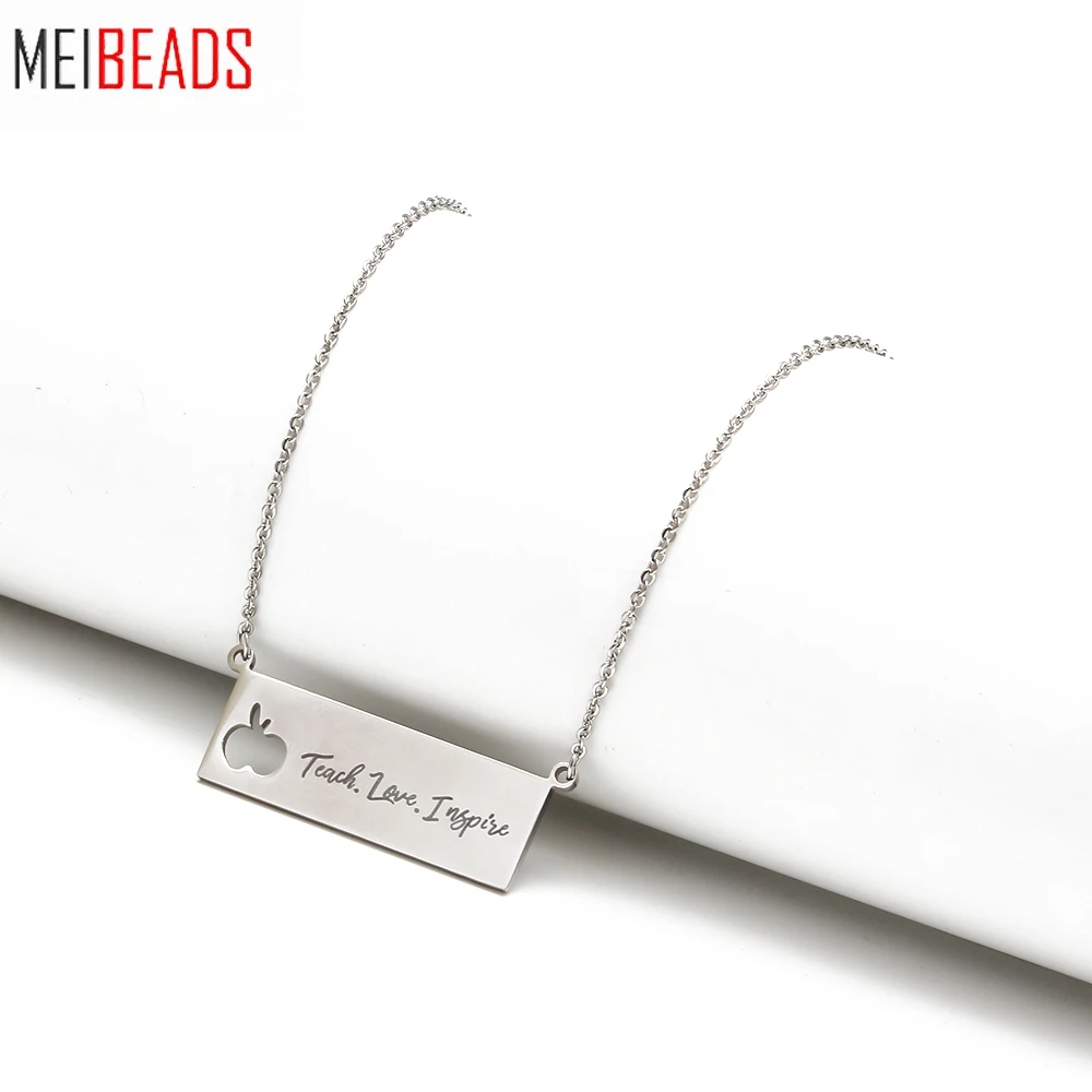 Модное одностороннее ожерелье MEIBEADS BD235 из нержавеющей стали с надписью научить
