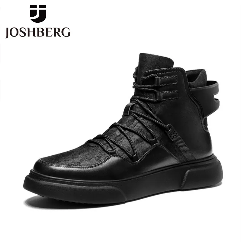 

JOSHBERG New Brand Designer Shoes Cow Leather Black Non-Slip Male Shoes Adult Classic Designer Black Shoes Men Chaussure Homme