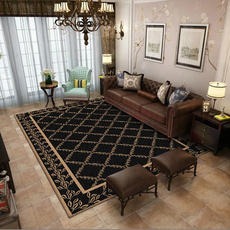 

Fashion Simple Mosaic Rug Retro European-Style Box Stitching Carpet Living Room Bedroom Bed Blanket Kitchen Bathroom Floor Mat