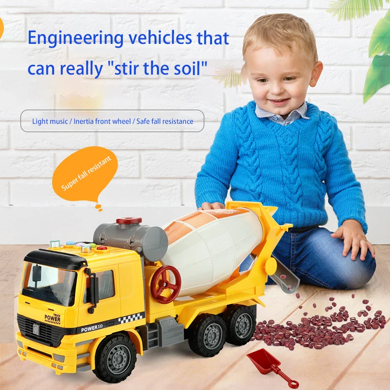 Children inertia large simulation toy engineering vehicle light music mixing cement dump truck model children toys simulation of inertial engineering truck cement dump truck mixer truck sanitation truck toy model