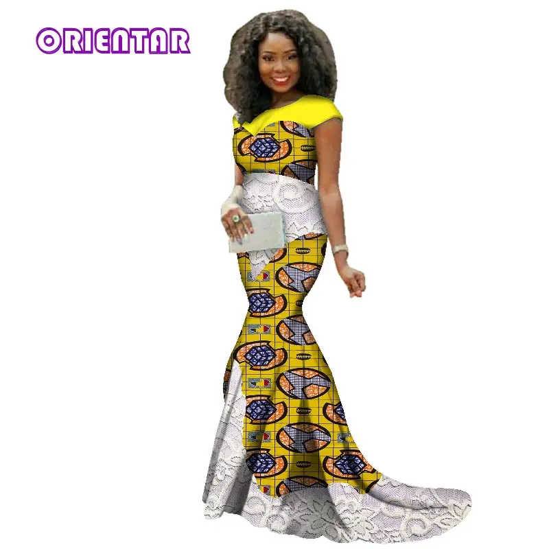 Африканское платье для женщин, индивидуальное платье без рукавов длиной до пола, Африканское женское вечернее платье, чистый хлопок, платье WY2828