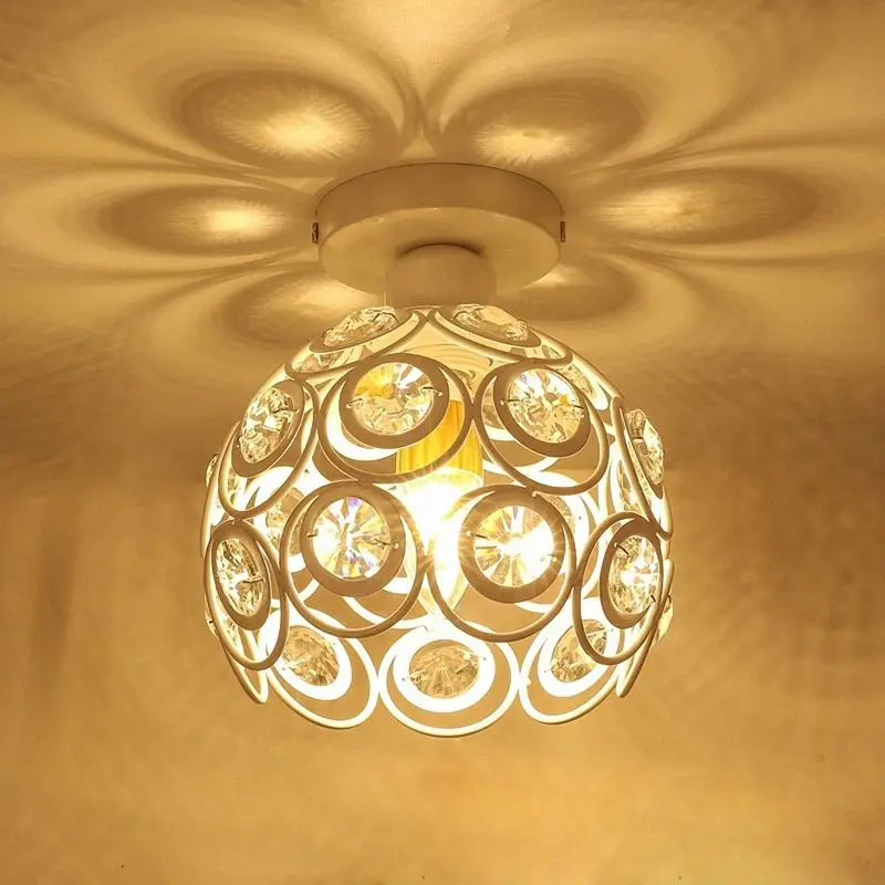 Топ!-E27 Белый креативный Кристальный Минималистичная потолочная лампа простой потолочный светильник спальня аллея простой европейский металлический светильник кристалл l