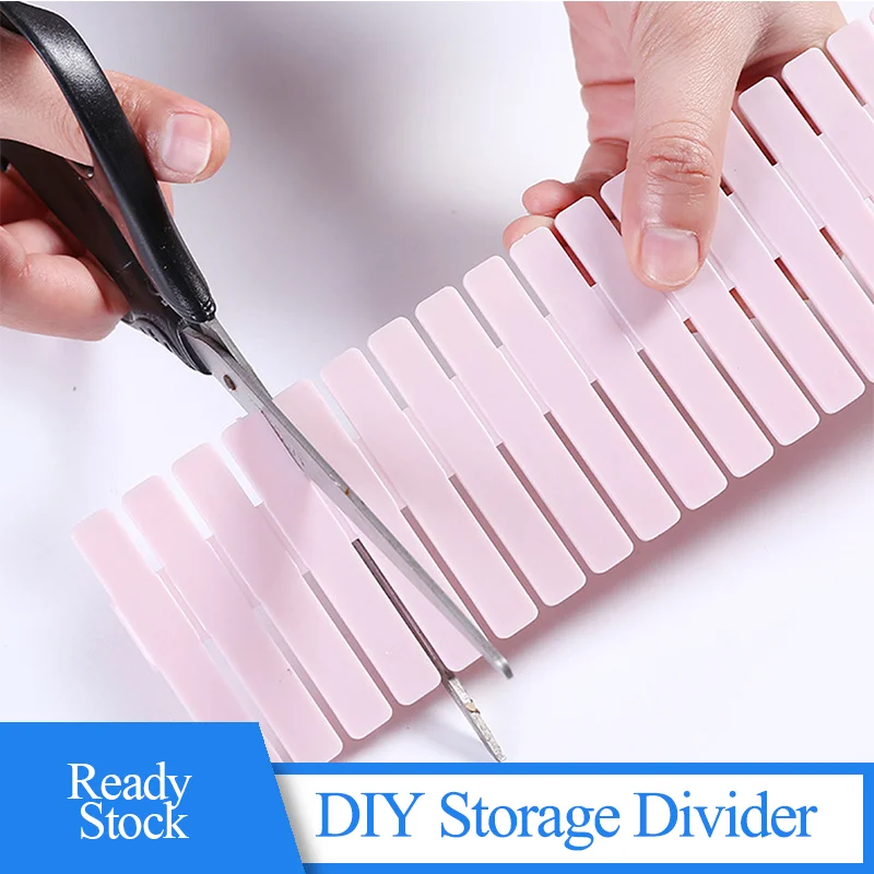 

4Pcs DIY Drawer Storage Divider Plastic Household Underwear Organiser Space Saver Lattice For Home Tidy Easy To Cut Put Together