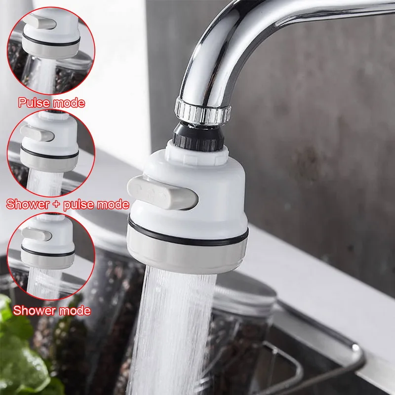 Details about   360° Kitchen Tap Head Water Saving Faucet Twist 3Mode Sprayer Sink Spray Aerator 