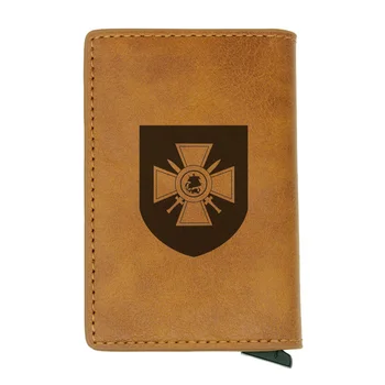 

Retro Classic Knight Templar Cross Brown rfid Card Holder Men Wallets Vintage Short Purse Leather Slim Wallets Small Wallet
