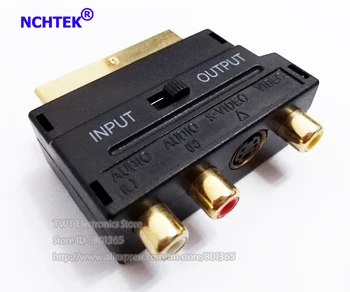 

NCHTEK GOLDEN Plated RGB SCART Male to 3-RCA Female & an S-Video socket A/V Adapter/Free shipping/10PCS