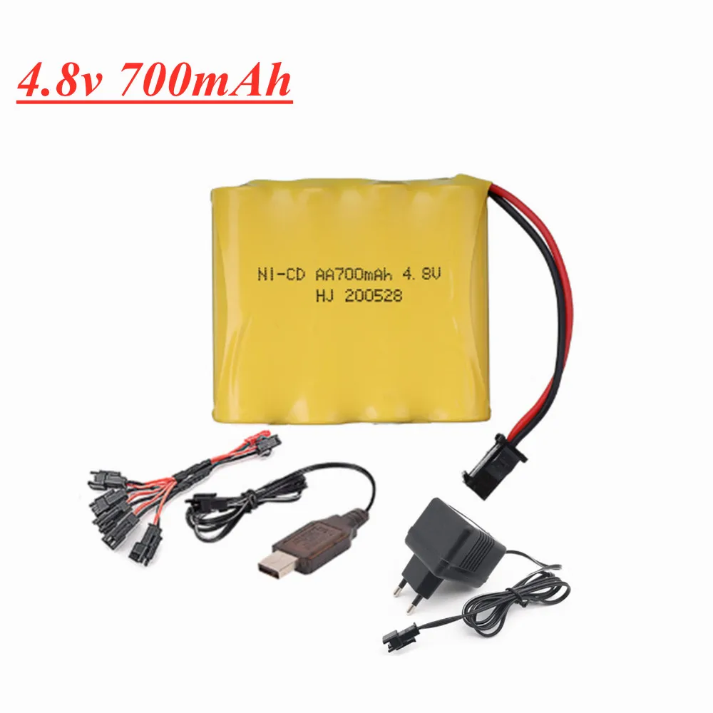 NI-CD 700mAh 4.8v Rechargeable Battery 4* AA 4.8V Battery Pack + USB Charger Set For Rc toys Cars Tanks Robots Boats Guns Parts