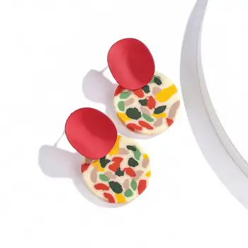 

AENSOA Unique Design Colorful Round Polymer Clay Drop Earrings Sweet Candy Color Earrings for Women Party Jewelry Female 2020