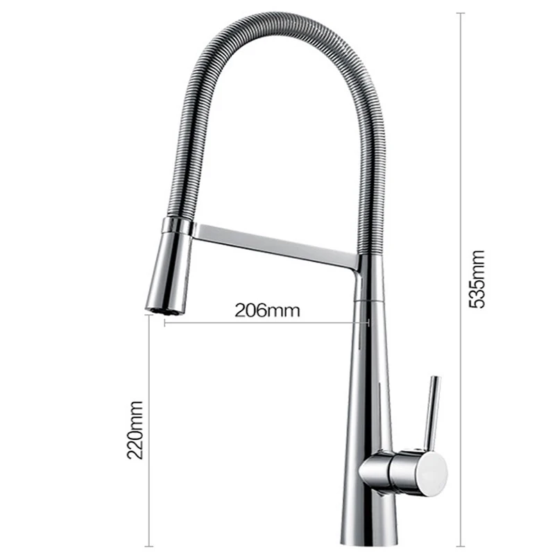 BiNFU Pull Out Kitchen Faucet Brusehd Nickel Chrome Spring Faucet Cold Hot Water Mixer Swivel Single Handle Mixer Sink Tap