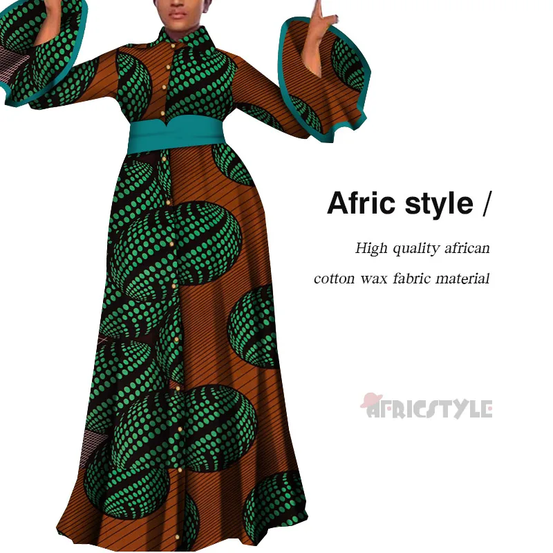 2019Vestidos africanos para mujeres estampado drapeado vestidos largos rectos Bain Riche africano Ankara vestidos chal WY5483