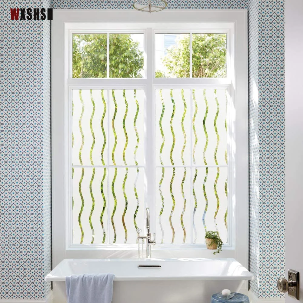 2m Long Wave Type Pattern Opaque Frosted Decorative Window Film Vinyl