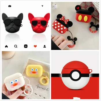 

3D Earphone Case For Airpods Pro Case Silicone Stitch Cat Cartoon Headphone/Earpods Cover For Apple Air pods Pro 3 Case Keychain