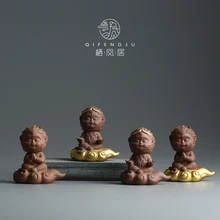 Миниатюрные фигурки украшения для дома аксессуары современная Обезьяна Король кунг-фу чайные керамические монах набор из китайской фиолетовой глины чайная посуда