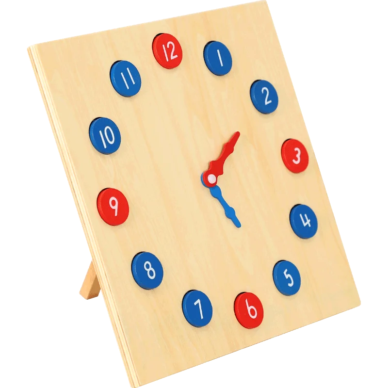 

Wooden Figure Alarm Clock Cognitive Digital Shape Toy Lanyard Threading Building Blocks Multi-function Assembly Toy Kid Children