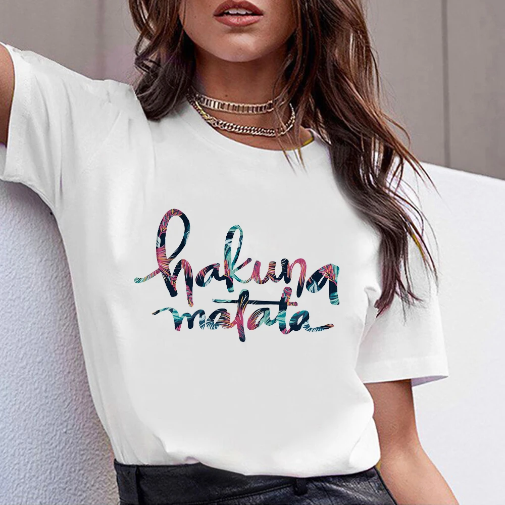 Camiseta de Disney Hakuna Matata del Rey León para Mujer, ropa de calle de España, Camiseta moda Mujer, Camiseta sencilla cómoda la vida de verano|Camisetas| - AliExpress