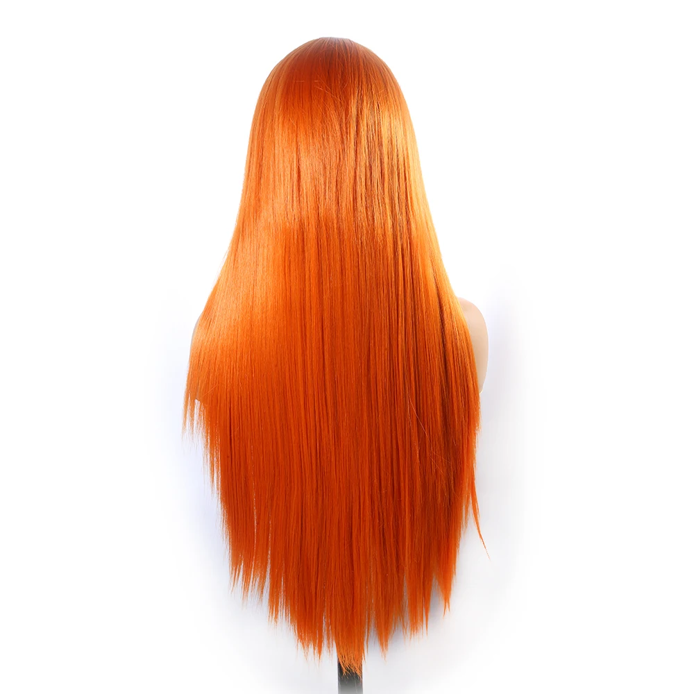 Peruca de Cabelo Resistente ao Calor Diária para Mulheres Dia das Bruxas Sintético Feminina Laranja Vermelha Cabelo Longo Reto Meio Cosplay Fibra Peruca 6 das bruxas, resistente ao calor, fibra, peruca diária para mulheres