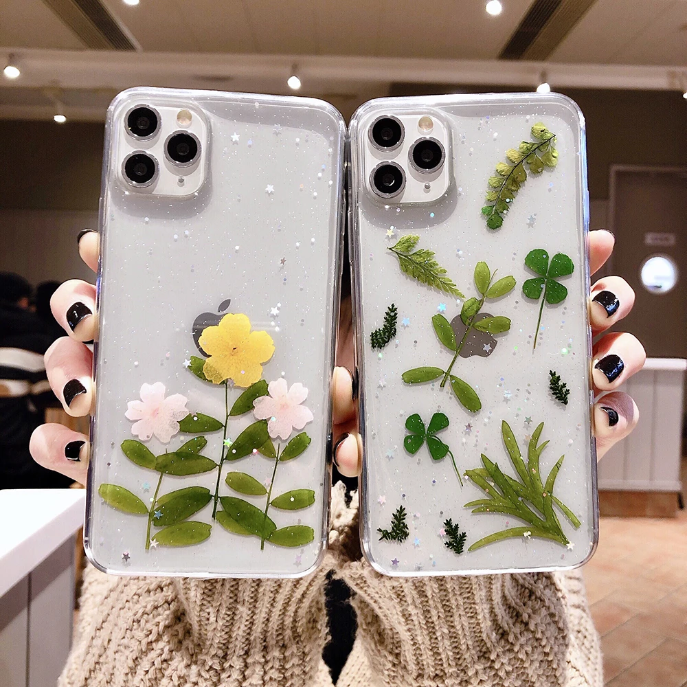 Милые сухой цветок лист телефонный чехол для iPhone 11 Pro Max XS XR X 7 8 6 6S Plus мягкий