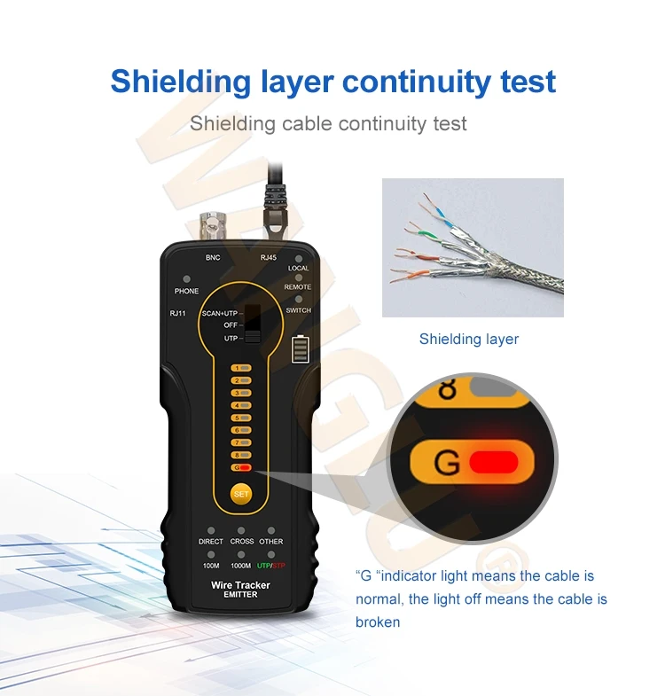 Factory Price Telephone Line CCTV Accessory Cat 6 LAN Cable Tracker Wire Continuity Tester CT-66