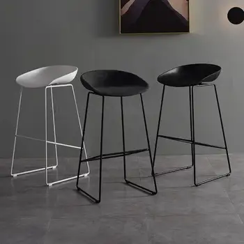 

Nordic Denmark Minimalist Designer Bar Chair Iron Feet Modern Creative High Stool Front Desk Bar Stool Bar Chair